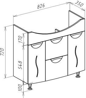 Тумба под раковину Bellezza Глория 85см белый 00000010090